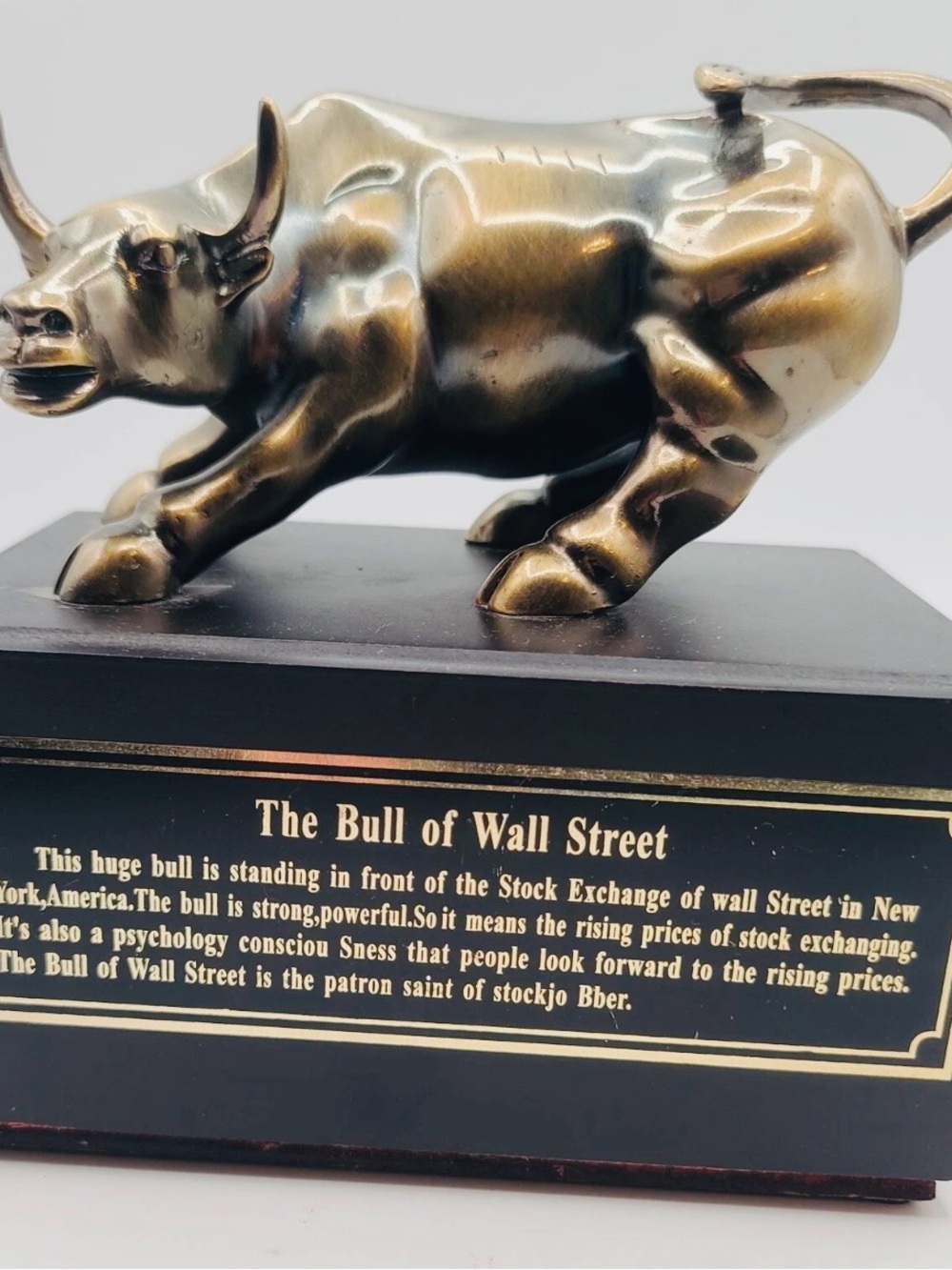 The Bull of Wall Street Brass Figurine - Bronze Accent